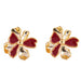 Delphinium- Flora Stud Earrings in Yellow Gold Plating Earring Studs Forest Jewelry Maroon Red 