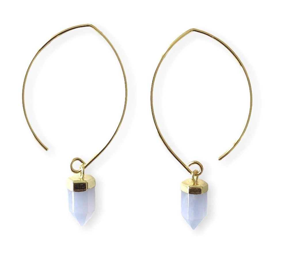 Blue Lace Agate Semi Hoops Earrings Colour Addict Jewellery 