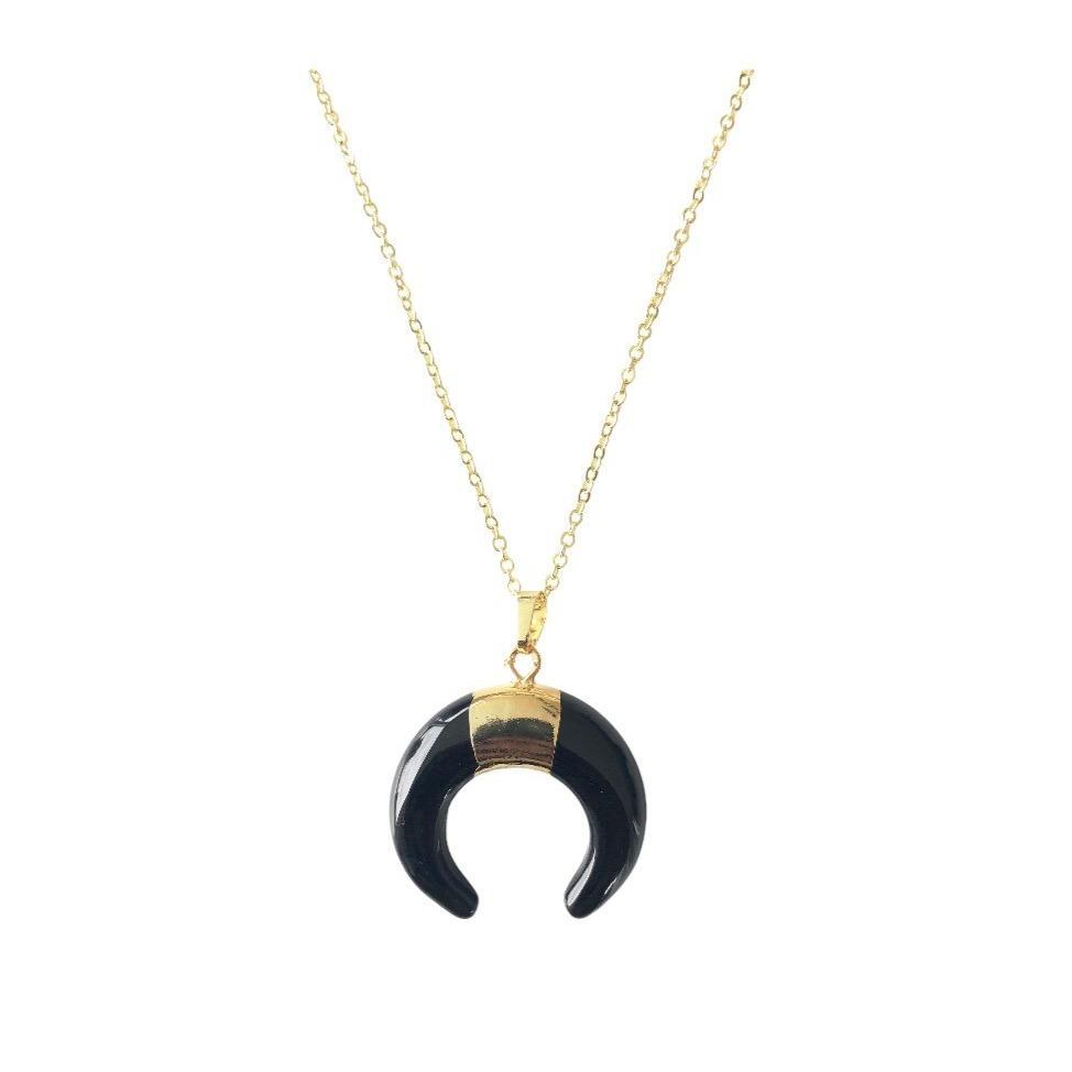 Black Onyx Horn Necklace Necklaces Colour Addict Jewellery 