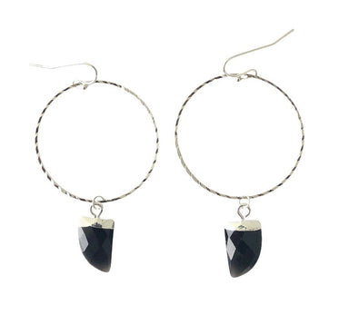 Black Onyx Hoops in White Gold Earrings Colour Addict Jewellery 