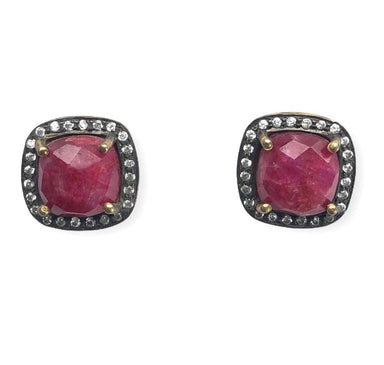 Dyed Ruby Stud Earrings Earrings Colour Addict Jewellery 