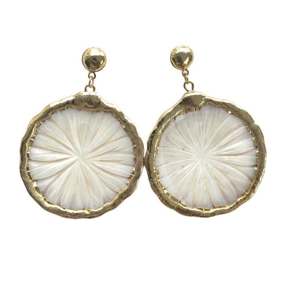 Mother of Pearl Carved Earrings Earrings Colour Addict Jewellery 