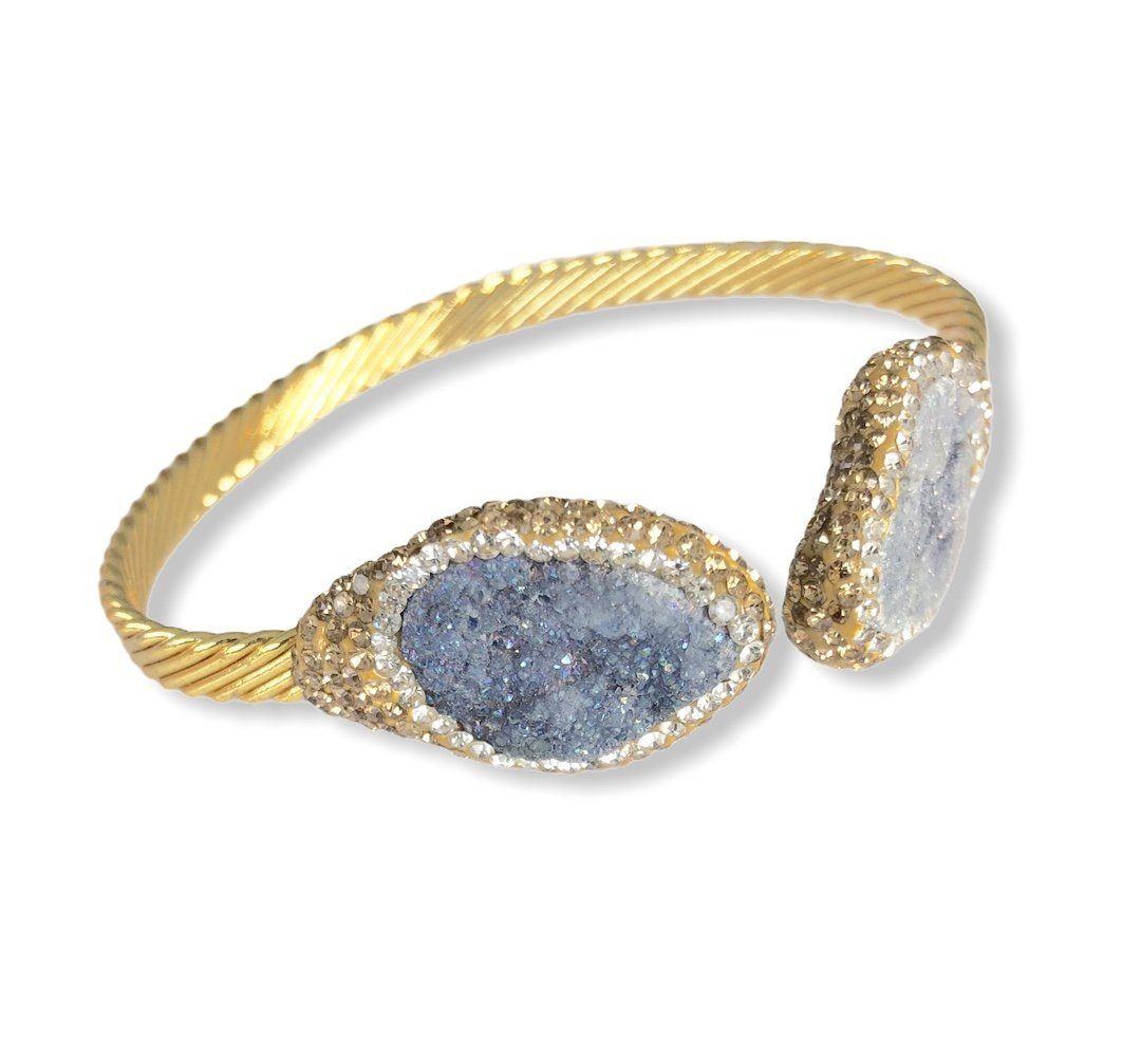 Blue Druzy Bangle Bracelets Colour Addict Jewellery 