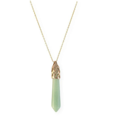 Bullet Shape Aventurine Necklace in Yellow Gold Necklaces Colour Addict Jewellery 