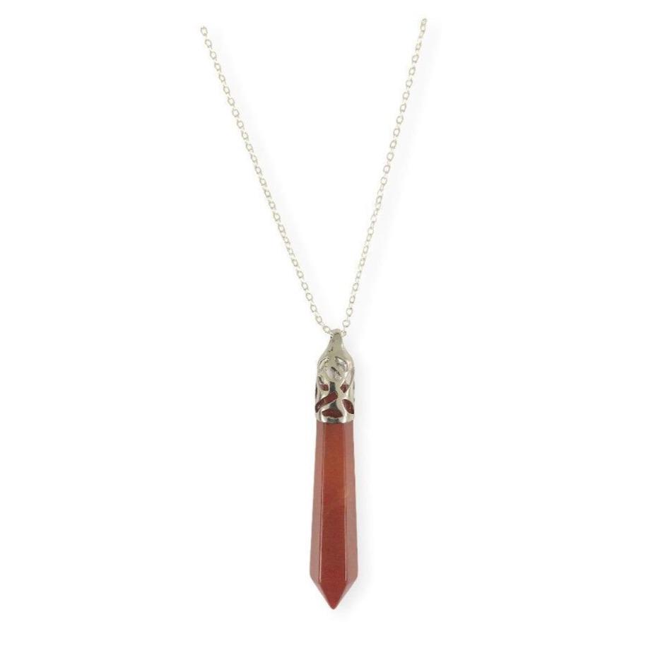Bullet Shape Carnelian Necklace in White Gold Necklaces Colour Addict Jewellery 
