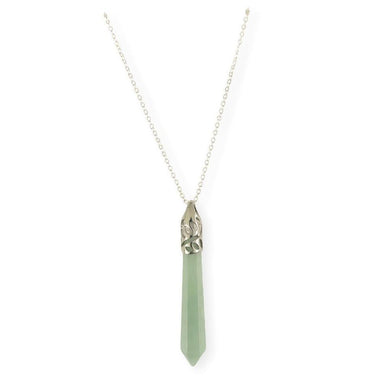 Bullet Shape Aventurine Necklace in White Gold Necklaces Colour Addict Jewellery 