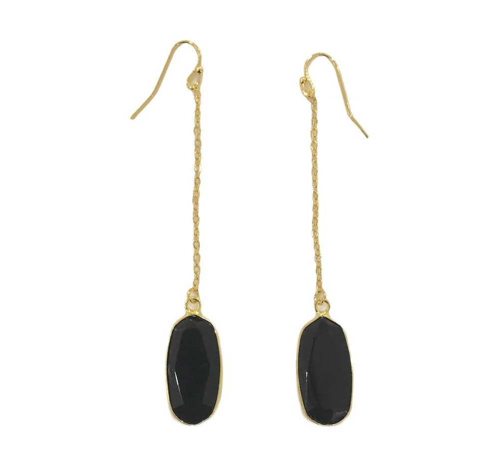 Black Onyx Chain Earrings Earrings Colour Addict Jewellery 