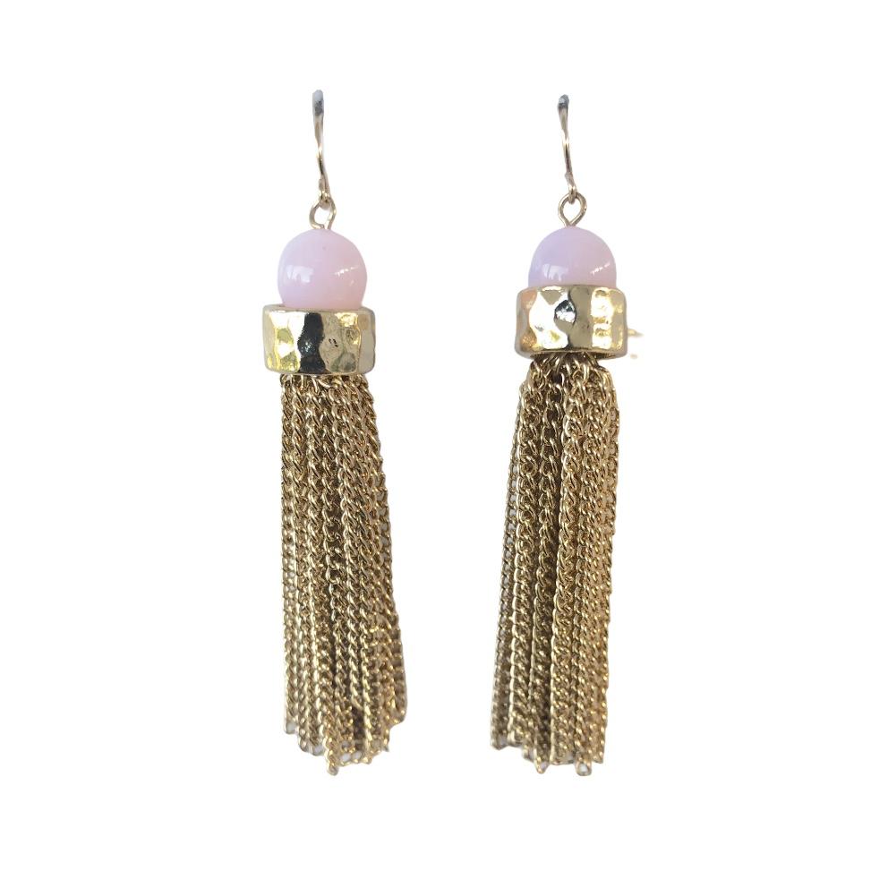 Rose Quartz Tassel Earrings Earrings Colour Addict Jewellery 