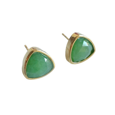Green Onyx Trillion Stud Earrings Earrings Colour Addict Jewellery 
