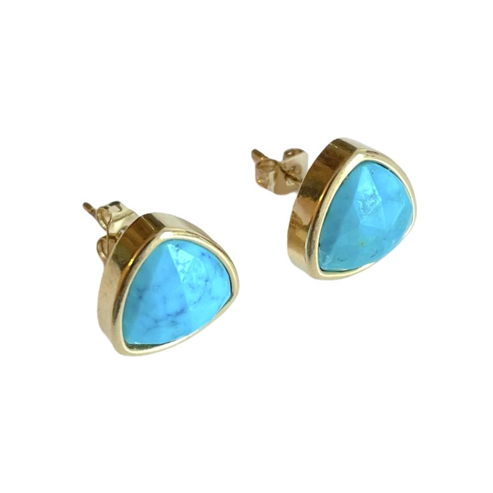 Turquoise Trillion Stud Earrings Earrings Colour Addict Jewellery 