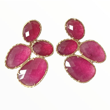 Dark Pink Catseye Cluster Earrings Earrings Colour Addict Jewellery 