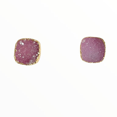 Pink Druzy Stud Earrings Earrings Colour Addict Jewellery 