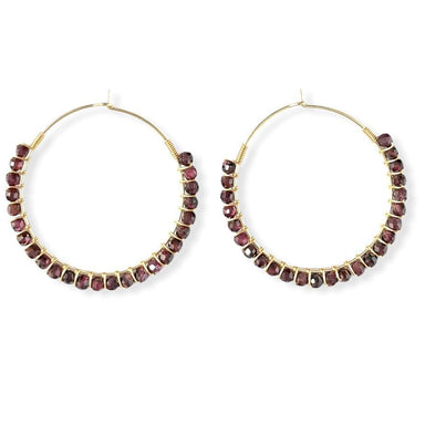 Garnet Beaded Hoop Earrings Earrings Colour Addict Jewellery 
