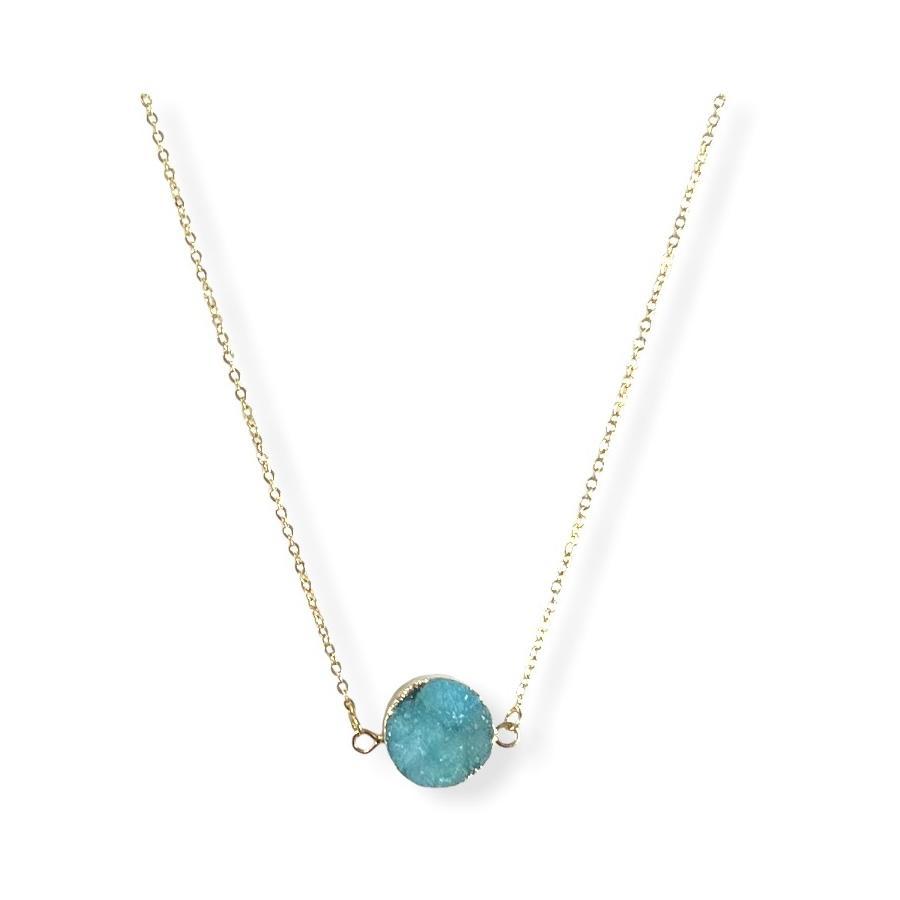 Aqua Blue Druzy Necklace Necklaces Colour Addict Jewellery 