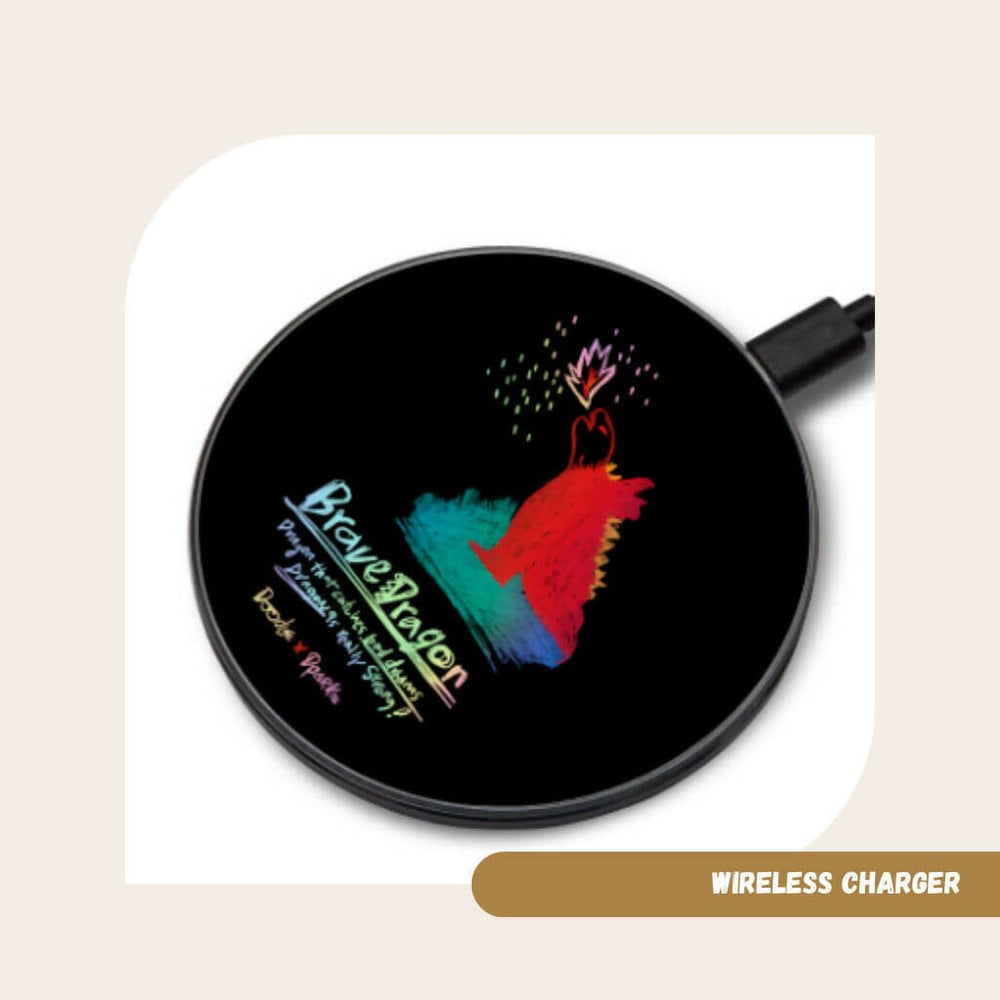 Wireless Charger - Doodle Personalised Chargers DEEBOOKTIQUE BRAVE DRAGON 