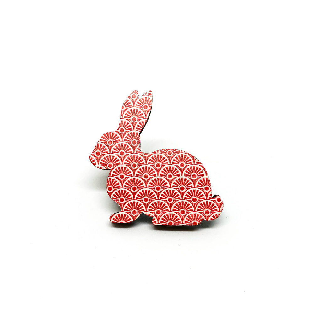 Red Wheels Rabbit Wooden Brooch Pin - Brooches - Paperdaise Accessories - Naiise