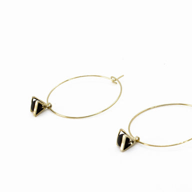 Gold Hoop Earrings - Tiny Triangle Charm Earrings 5mm Paper 