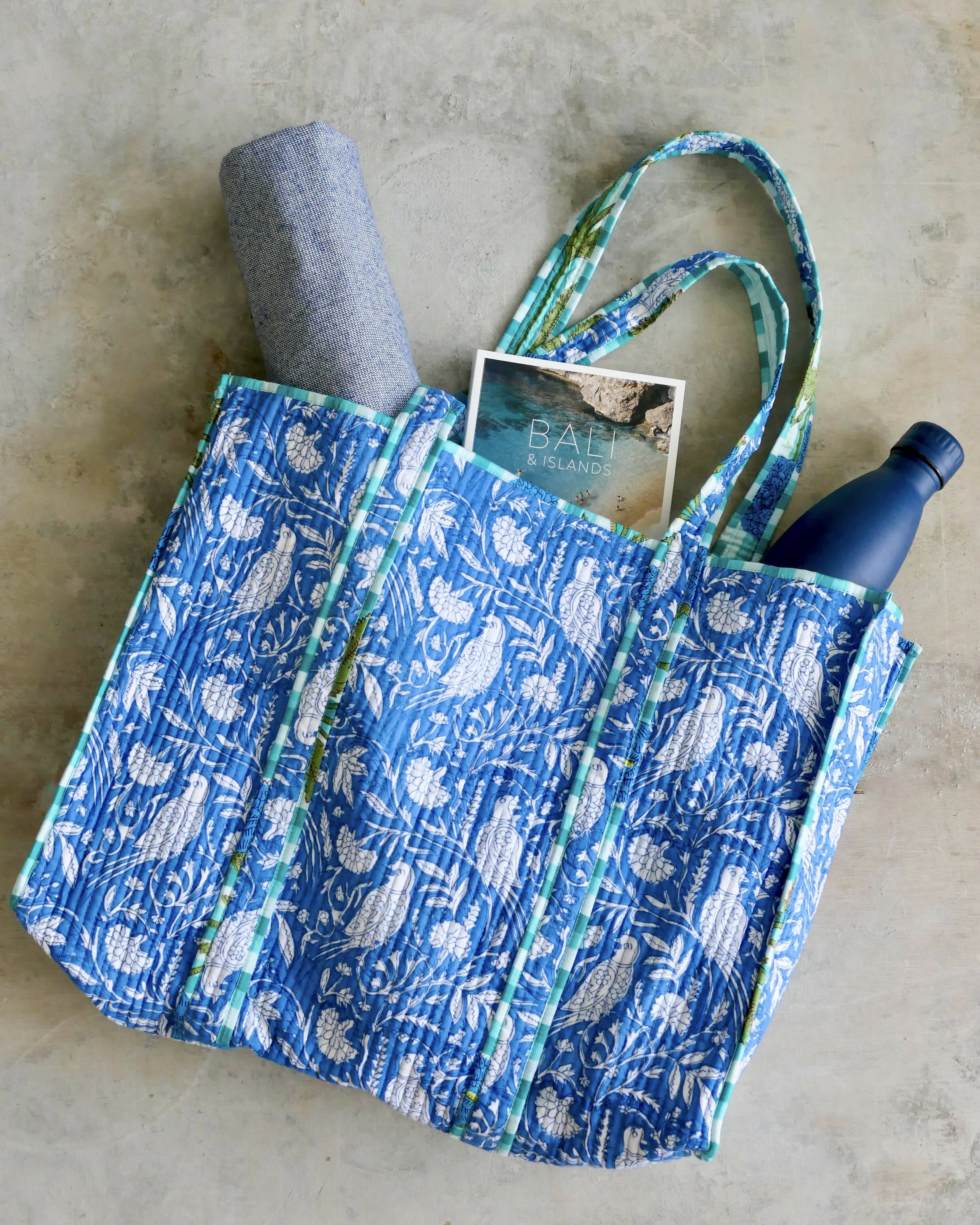 Oversized tote - blue bird Tote Bags The House of Lili 