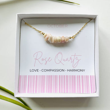 Rose Quartz - October Birthstone Necklace Necklaces Colour Addict Jewellery 