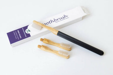 Aluminium Handle Bamboo Toothbrush: (Forever handle Starter Pack) Toothbrushes Purple & Pure 