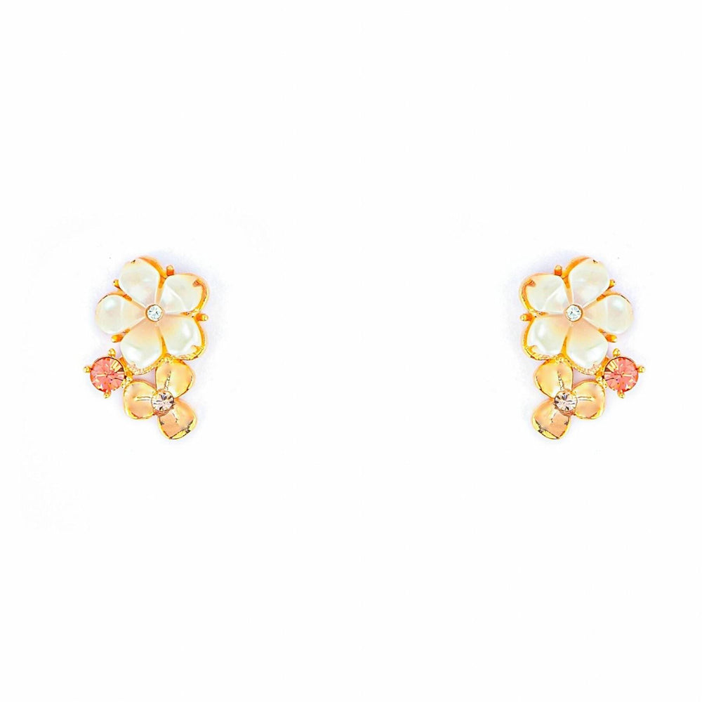Jasmine Earrings with Petals made from Mother of Pearl Earring Studs Forest Jewelry Rose Rose Gold Plating 