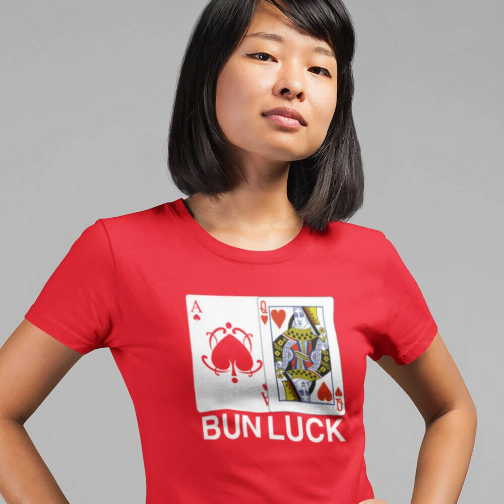 Bun Luck (Ace & Queen) Crew Neck S-Sleeve T-shirt Local T-shirts Wet Tee Shirt / Uncle Ahn T / Heng Tee Shirt / KaoBeiKing / Salty 