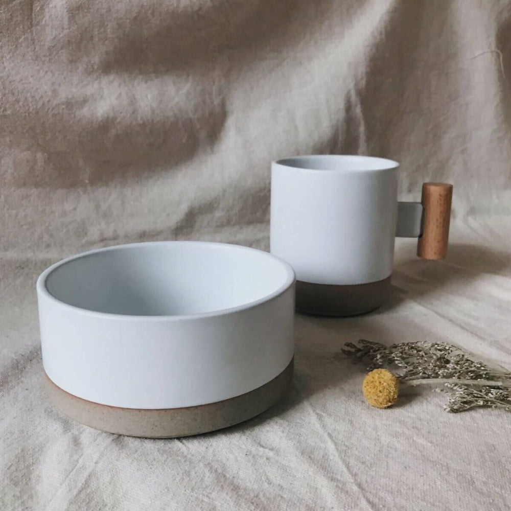 White Summer Ceramic Mug Mugs Curates Co White Summer Series Set - Mug and Cereal Bowl 