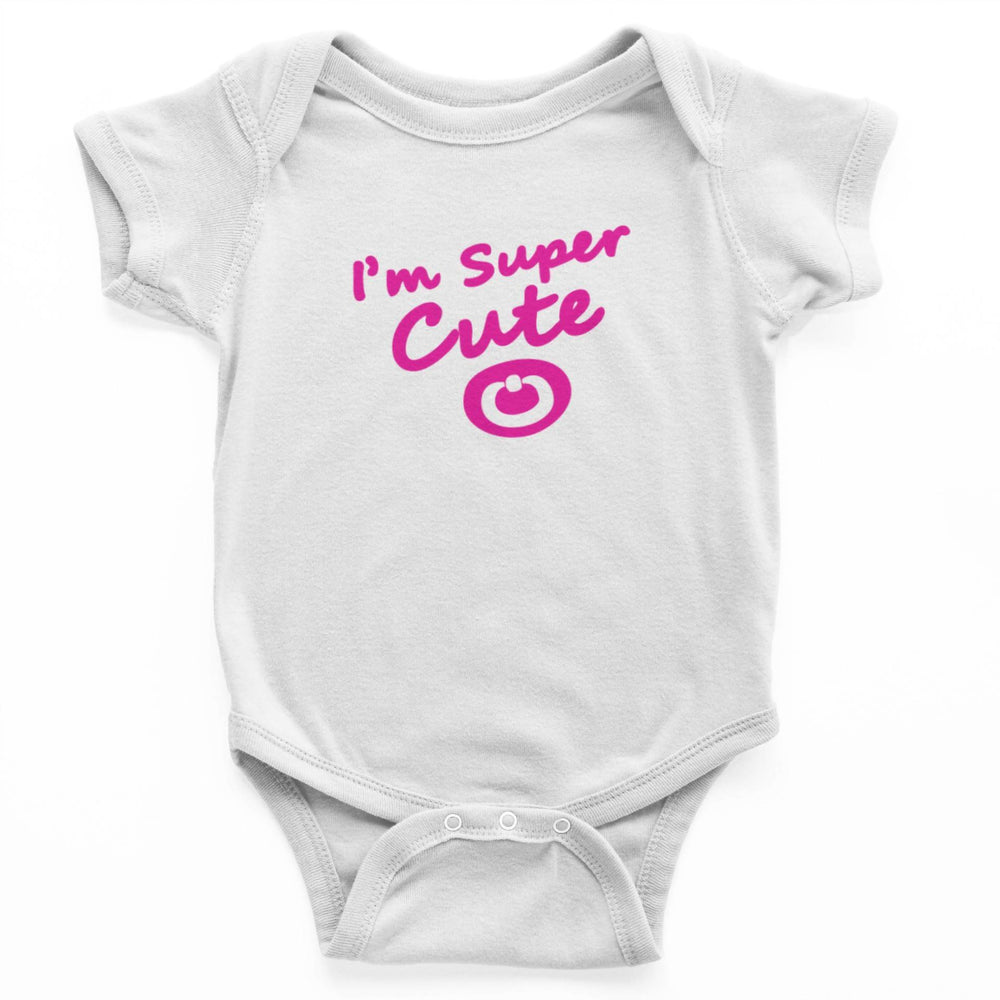 (Pink) I'm Super Cute S-Sleeve Romper Kids Clothing Wet Tee Shirt / Uncle Ahn T / Heng Tee Shirt / KaoBeiKing White 0-6 mths 