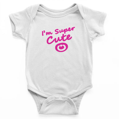 (Pink) I'm Super Cute S-Sleeve Romper Kids Clothing Wet Tee Shirt / Uncle Ahn T / Heng Tee Shirt / KaoBeiKing White 0-6 mths 