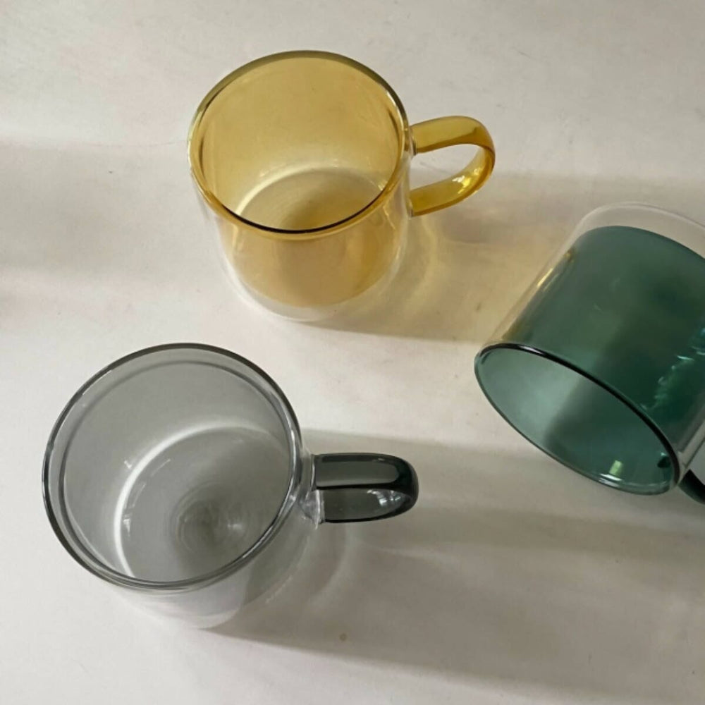 Hues Borosilicate Series Glass Mug Cups Curates Co 