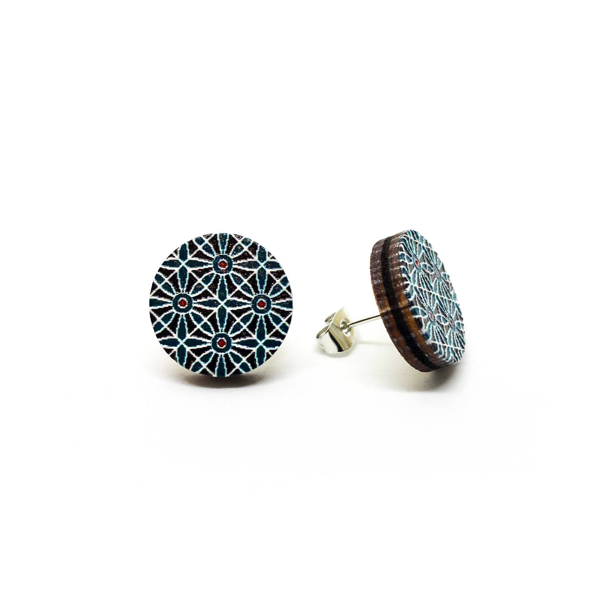 Dark Blue Petals Wooden Earrings - Earring Studs - Paperdaise Accessories - Naiise