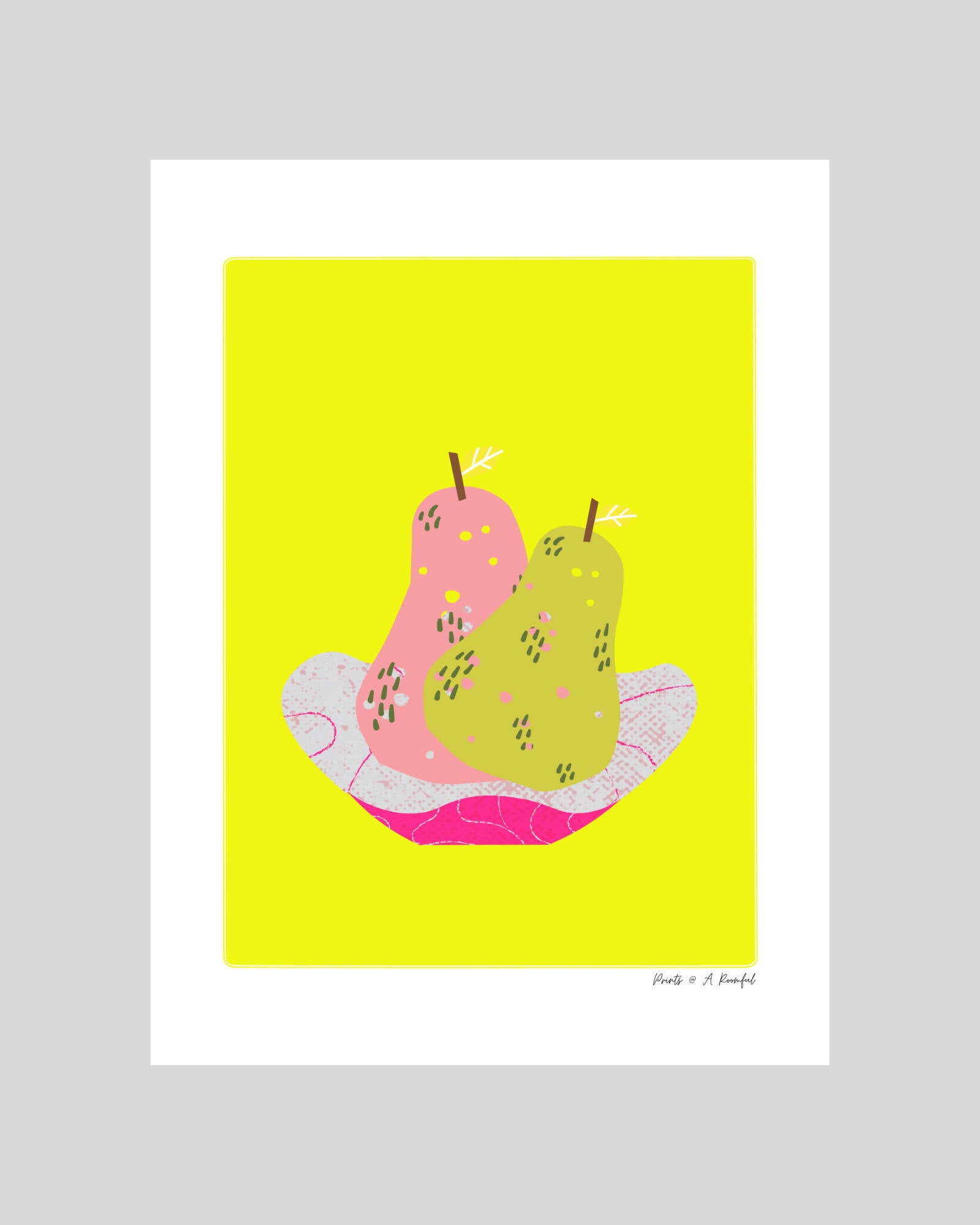 wall art : inspired by colours and fruits (pears) Art Prints@ARoomful 