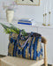 Oversized tote - blue tiger stripe Tote Bags The House of Lili 