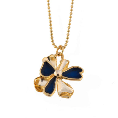 Delphinium- Flora Pendant in Yellow Gold Plating Pendants Forest Jewelry Royal Blue 