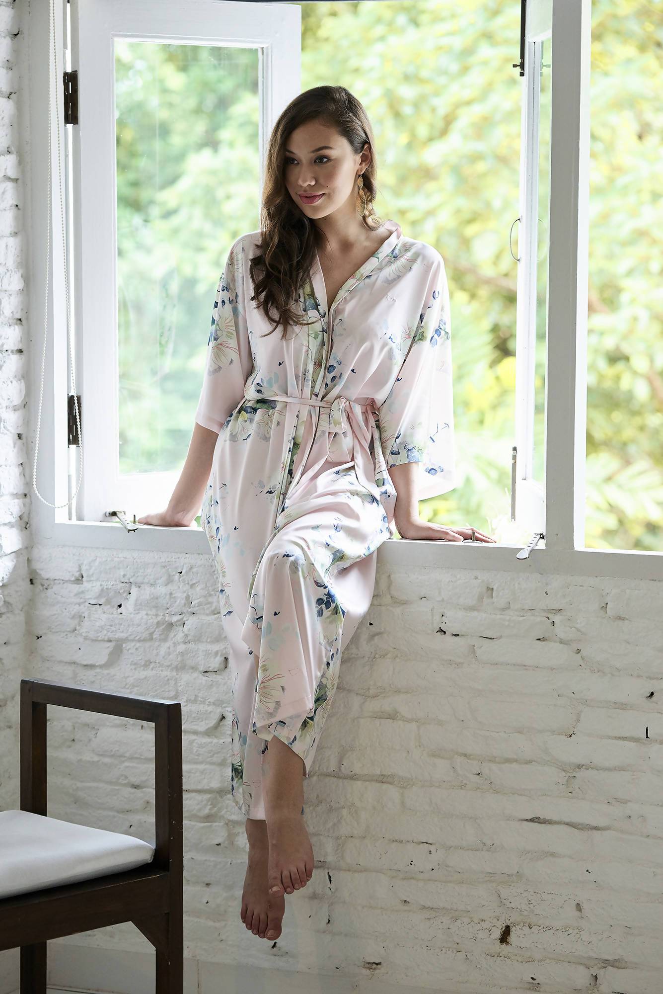 Amaryllis Kimono Robe (Ankle) - Sleepwear for Women - The Mariposa Collection - Naiise
