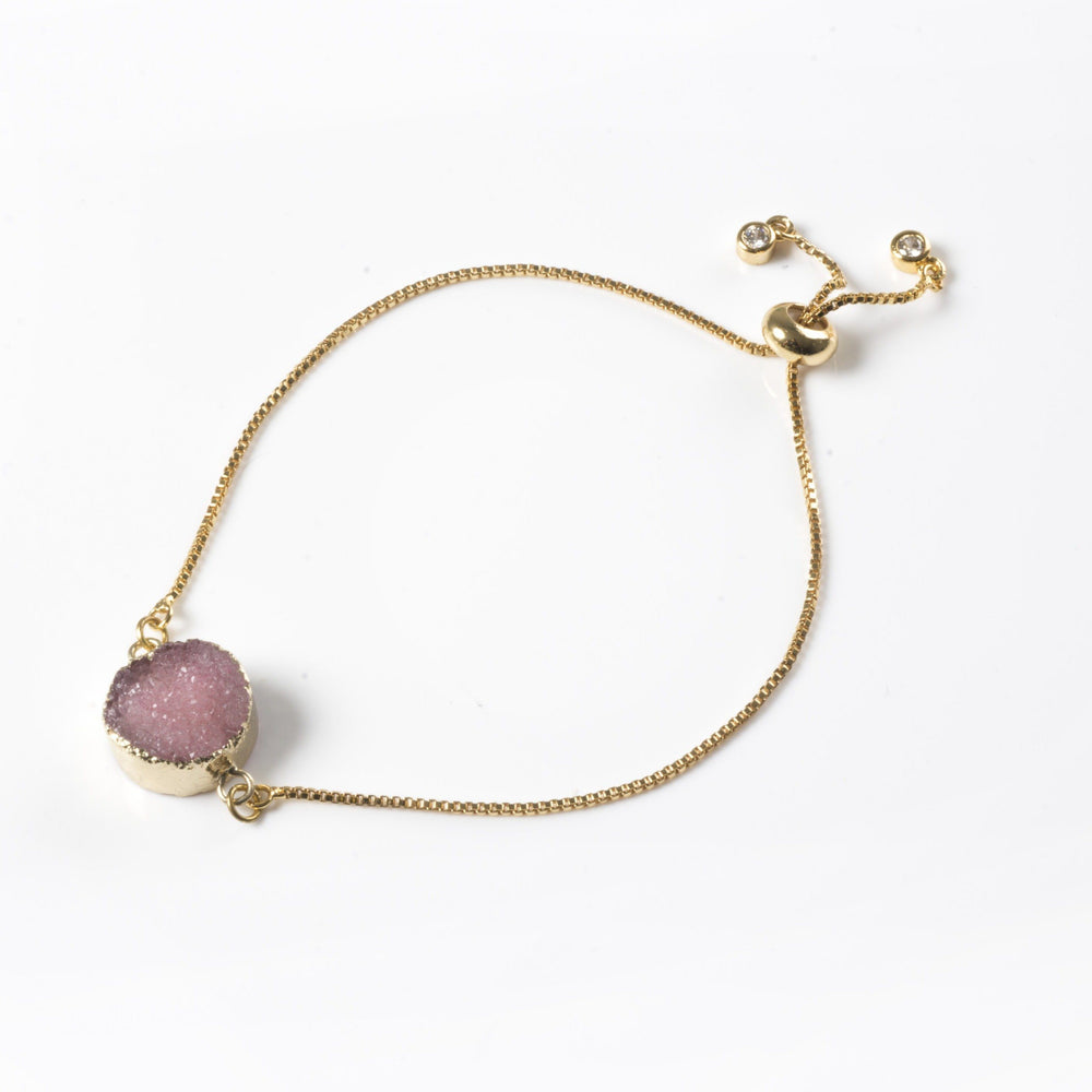 Pink Druzy Bracelet Small Bracelets Colour Addict Jewellery 