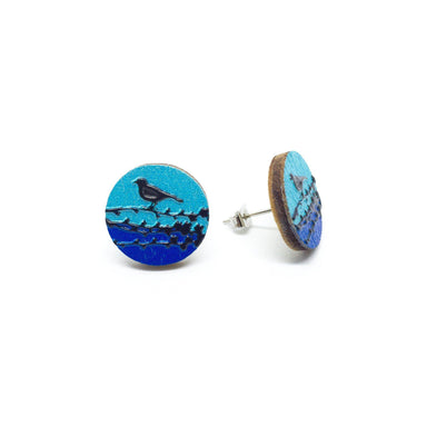 Bird On A Branch Blue Wooden Earrings - Earrings - Paperdaise Accessories - Naiise