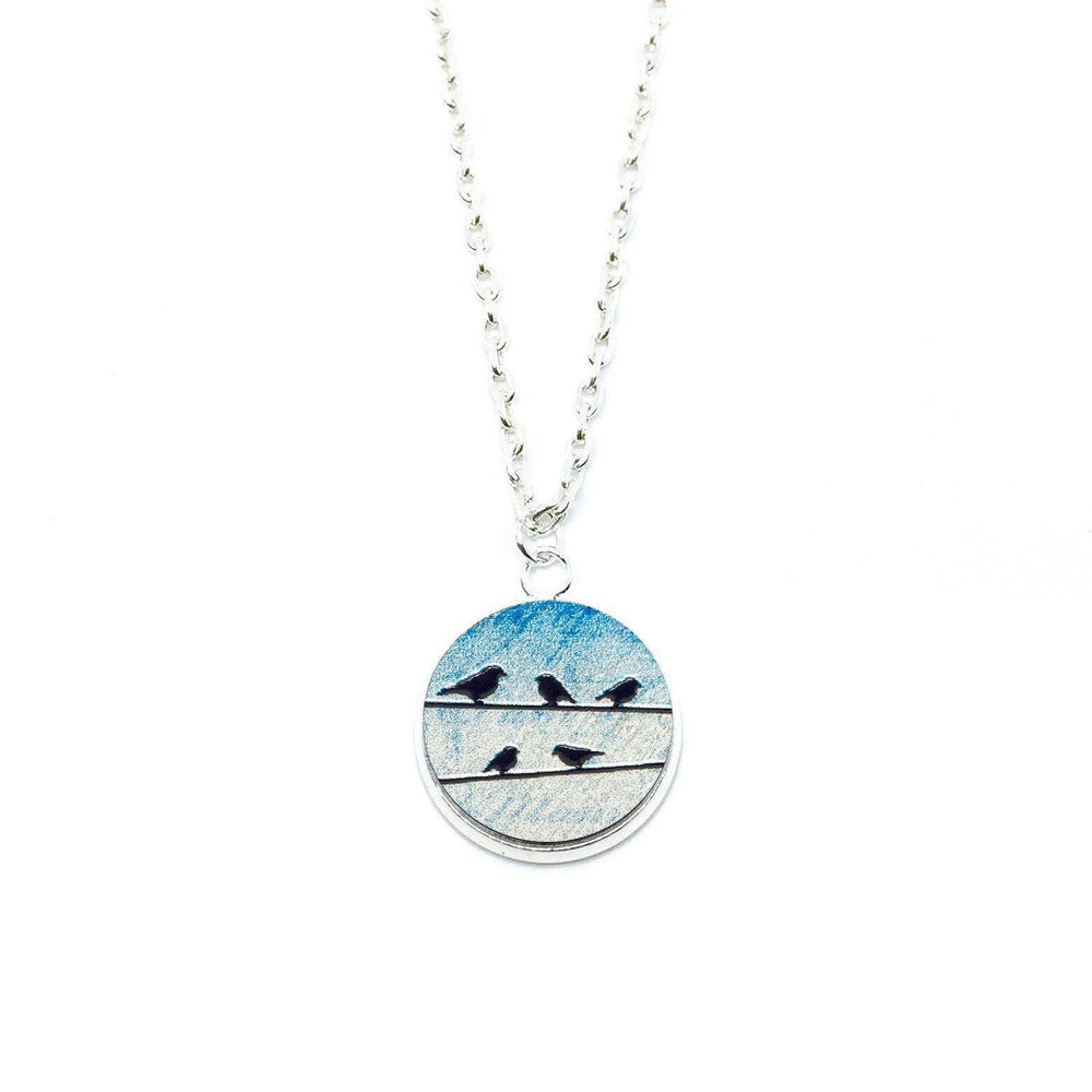 Birds On Power Line Wood Pendant Necklace - Necklaces - Paperdaise Accessories - Naiise