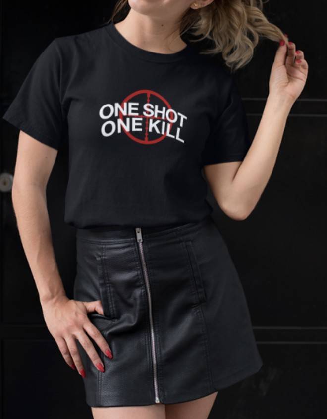 One Shot One Kill Crew Neck S-Sleeve T-shirt - Local T-shirts - Wet Tee Shirt / Uncle Ahn T / Heng Tee Shirt / KaoBeiKing - Naiise