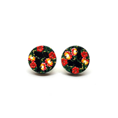 Black Floral Daisy Wooden Earrings - Earrings - Paperdaise Accessories - Naiise