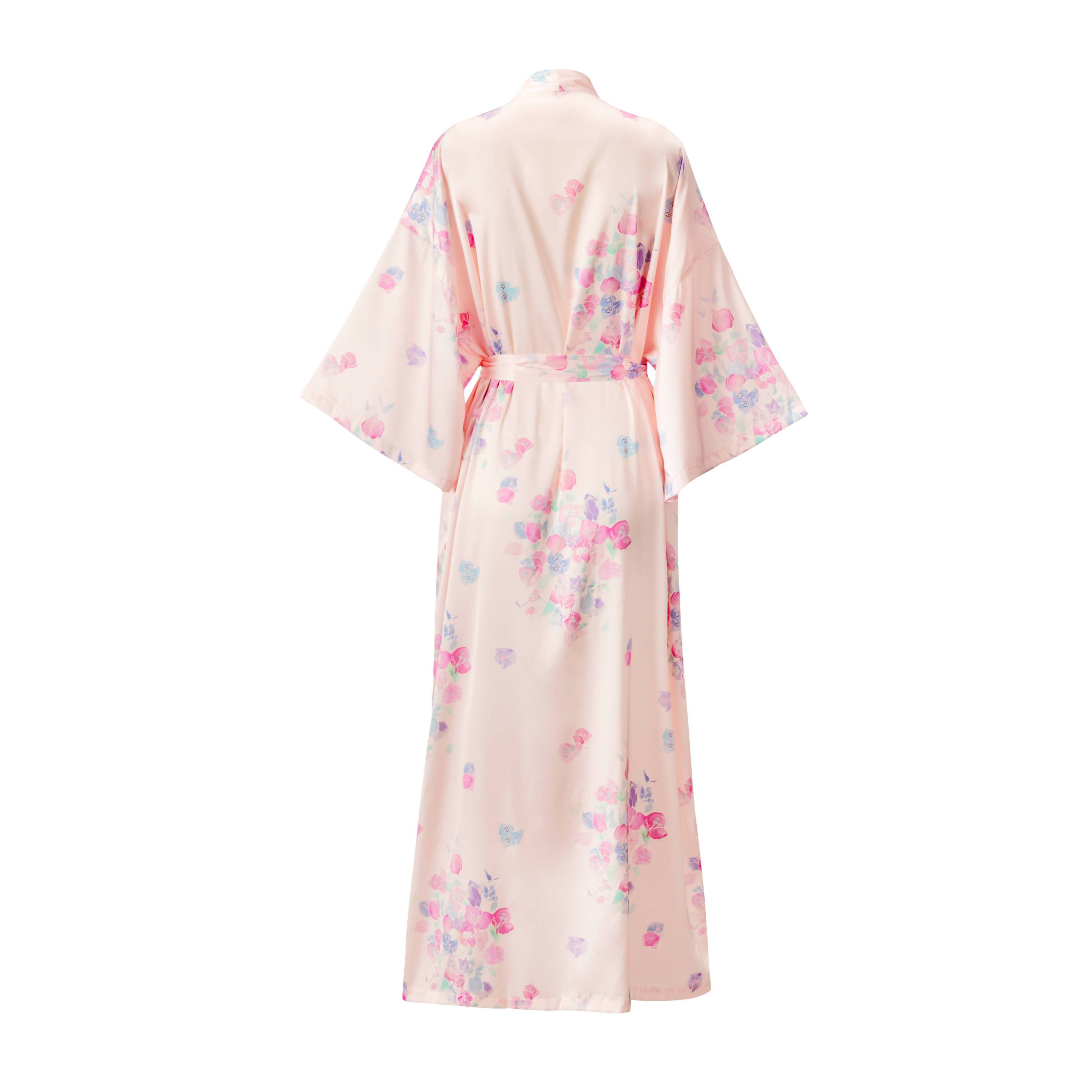 Blushing Bougainvillea Kimono Robe (Ankle) - Sleepwear for Women - The Mariposa Collection - Naiise
