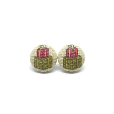 Boxing Day Handmade Fabric Button Christmas Earrings - Earrings - Paperdaise Accessories - Naiise