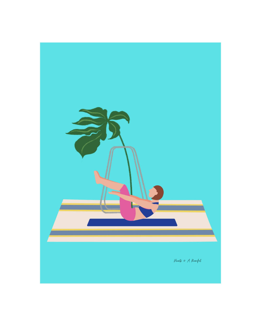wall art : my yoga avatar (turquoise background) Art Prints@ARoomful 