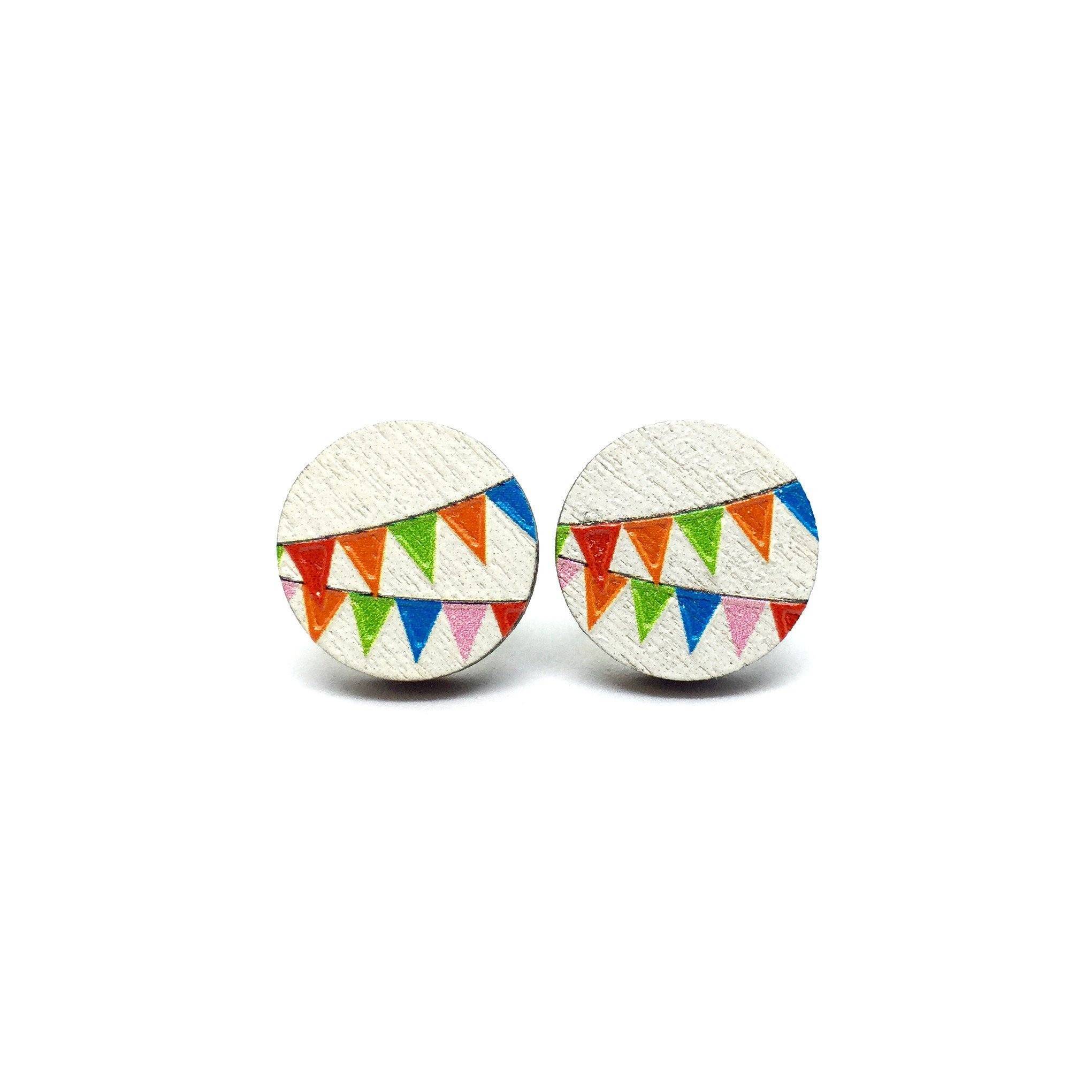 Bunting Banner Wooden Earrings - Earrings - Paperdaise Accessories - Naiise