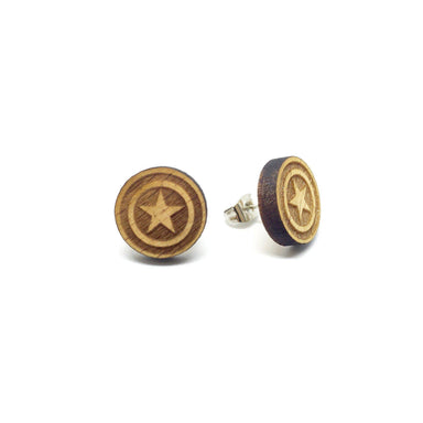 Captain America Shield Laser Cut Wood Earrings - Earrings - Paperdaise Accessories - Naiise