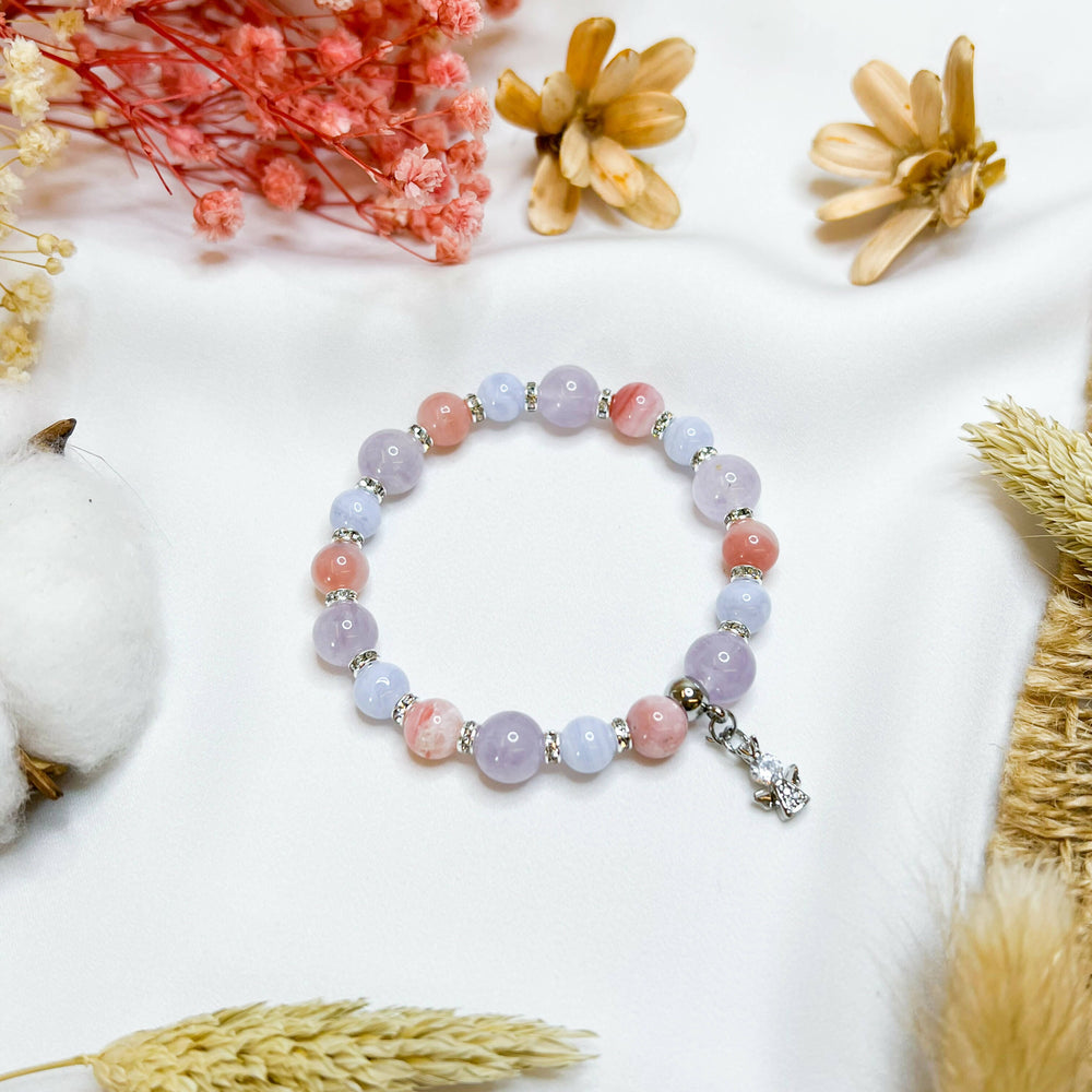 Lilac Pink (S925 Mini Angel Charm) Crystal Bracelet Women's Bracelets Ameliorate Crystals 