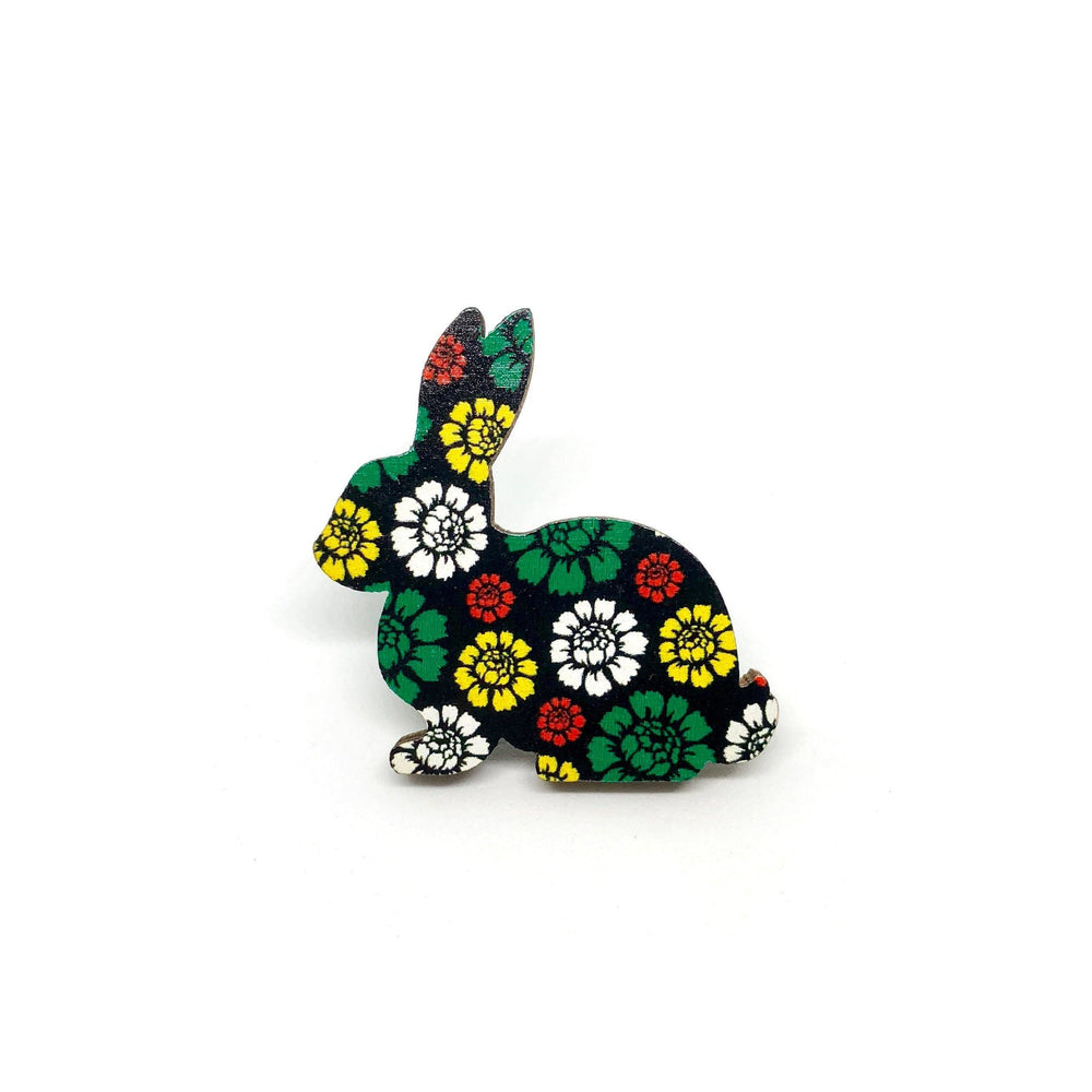 Dark Garden Rabbit Wooden Brooch Pin - Brooches - Paperdaise Accessories - Naiise