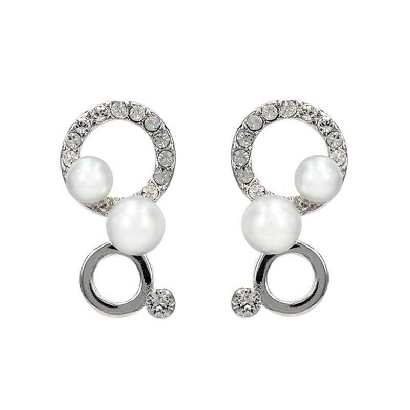 Aurora- Elegant Drop Earrings featuring both Crystals & Pearls made with Swarovski Elements Earring Studs Forest Jewelry Rhodium Plating 