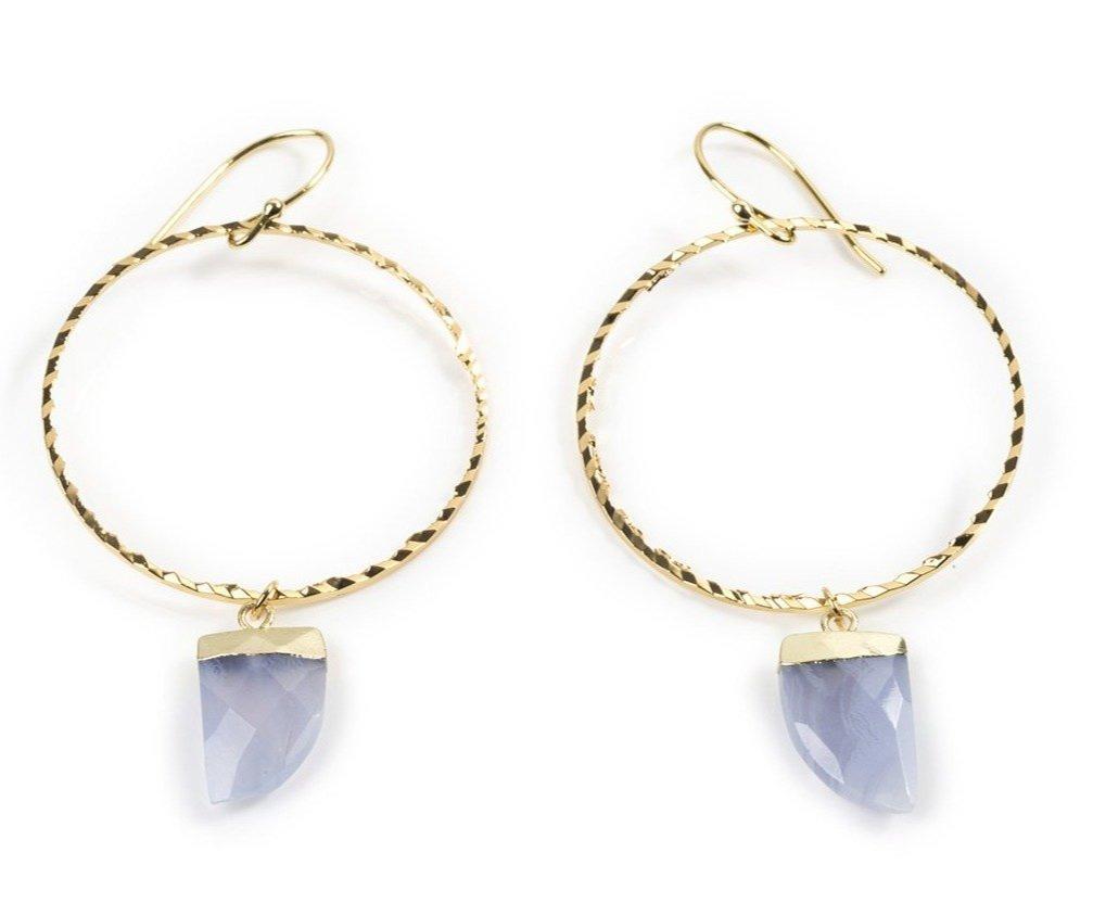 Blue Lace Agate Hoops Earrings Colour Addict Jewellery 