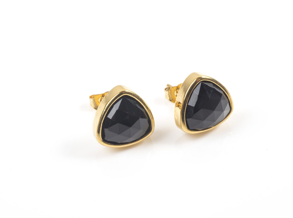 Black Onyx Trillion Stud Earrings Earrings Colour Addict Jewellery 